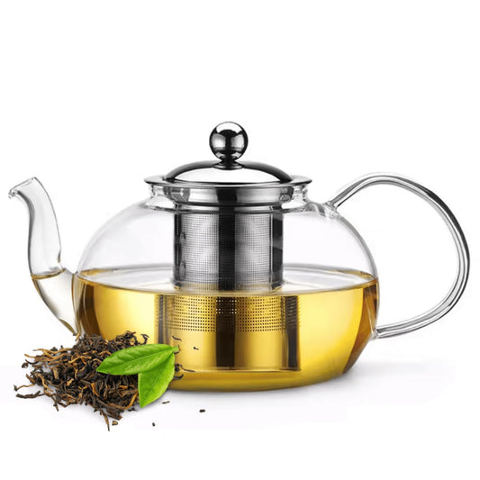 20 Oz (600 Ml) Clear Borosilicate Glass Stovetop Tea Pot Set with Infuser