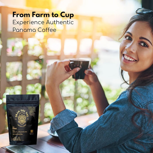 Gran Del Val Washed Geisha Coffee Whole Beans - 2.65oz (75g) Panama Coffee with Notes of Jasmine, Citrus, Floral and Sweet Caramel