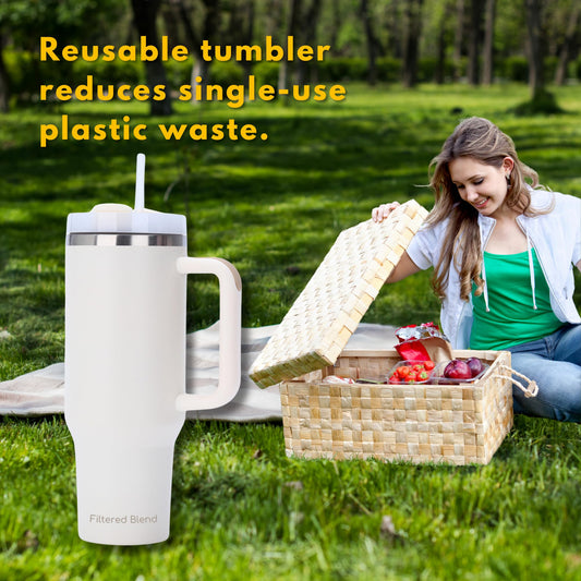 40 Oz Insulated Stainless Steel Travel Tumbler with Handgrip for Coffee, Tea, and Smoothies