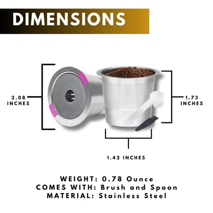 Stainless Steel Reusable K Cups with Brush and Spoon for K 1.0 & 2.0