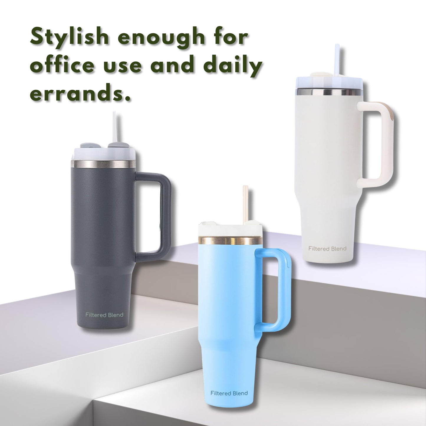 40 Oz Insulated Stainless Steel Travel Tumbler with Handgrip for Coffee, Tea, and Smoothies (Copy)