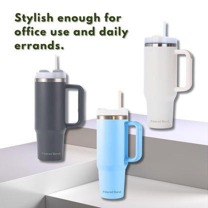 40 Oz Insulated Stainless Steel Travel Tumbler with Handgrip for Coffee, Tea, and Smoothies (Copy)