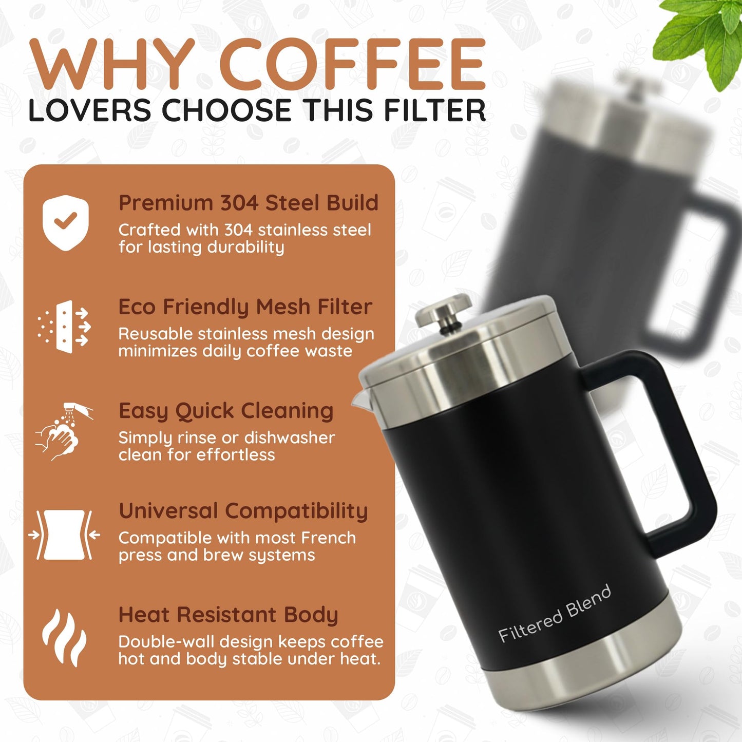 1.6L Stainless Steel French Press