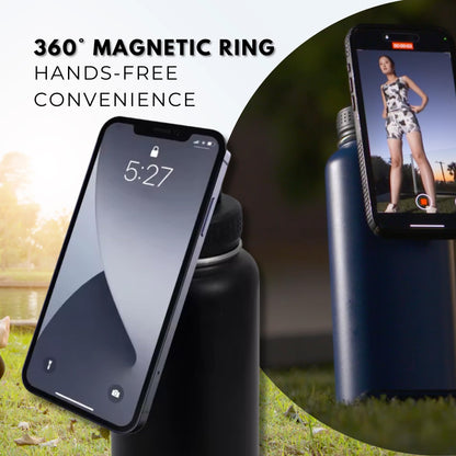 32 Oz Stainless Steel Water Bottle Compatible with Magsafe Magnetic Phone Tripod Ring 360° Rotating Lid