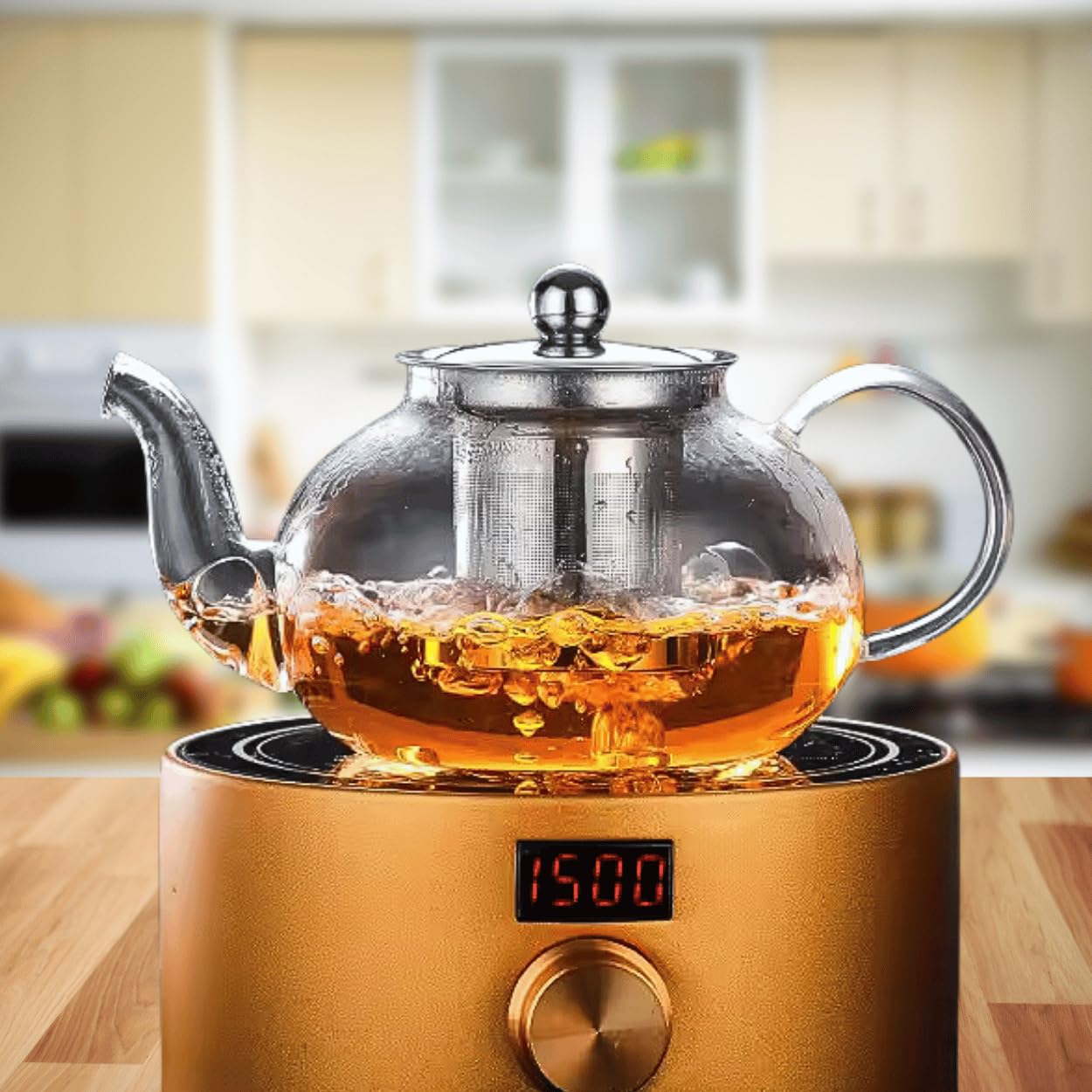 20 Oz (600 Ml) Clear Borosilicate Glass Stovetop Tea Pot Set with Infuser