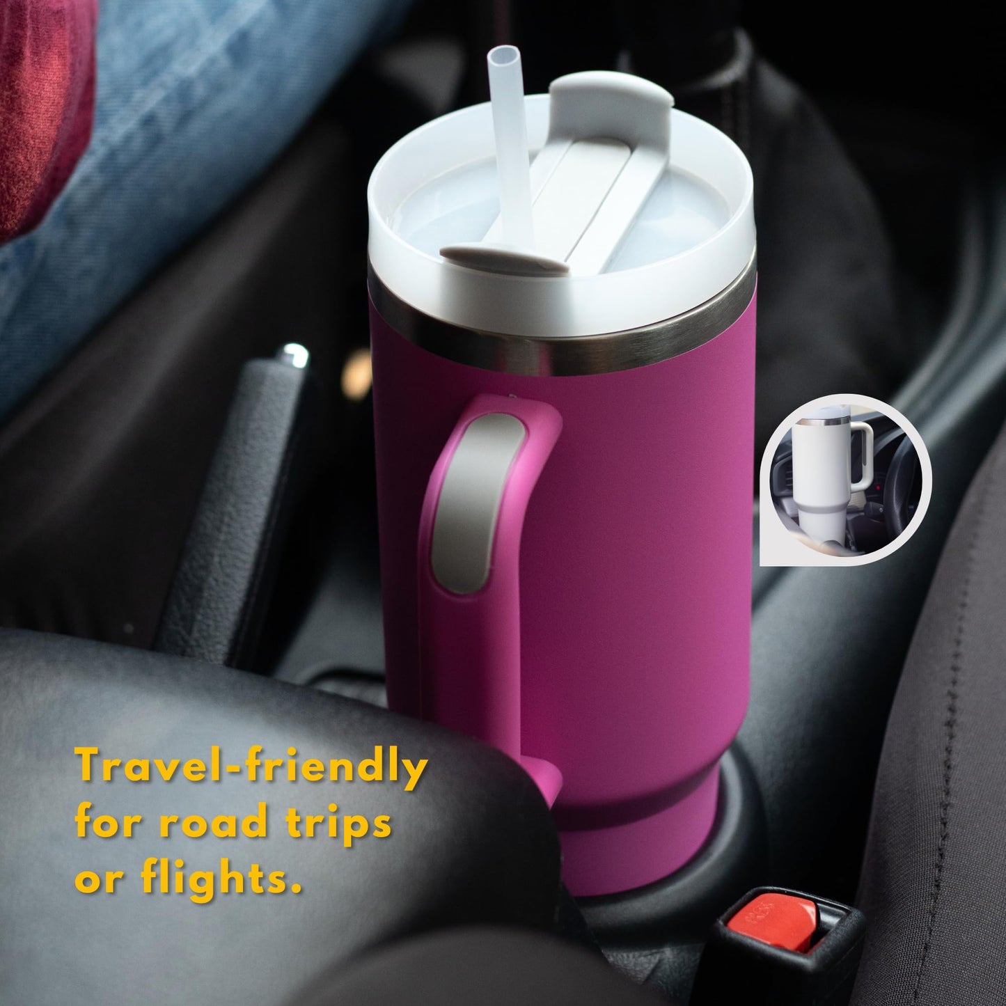 40 Oz Insulated Stainless Steel Travel Tumbler with Handgrip for Coffee, Tea, and Smoothies (Copy)