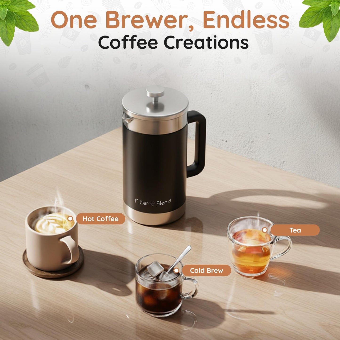 1.6L Stainless Steel French Press