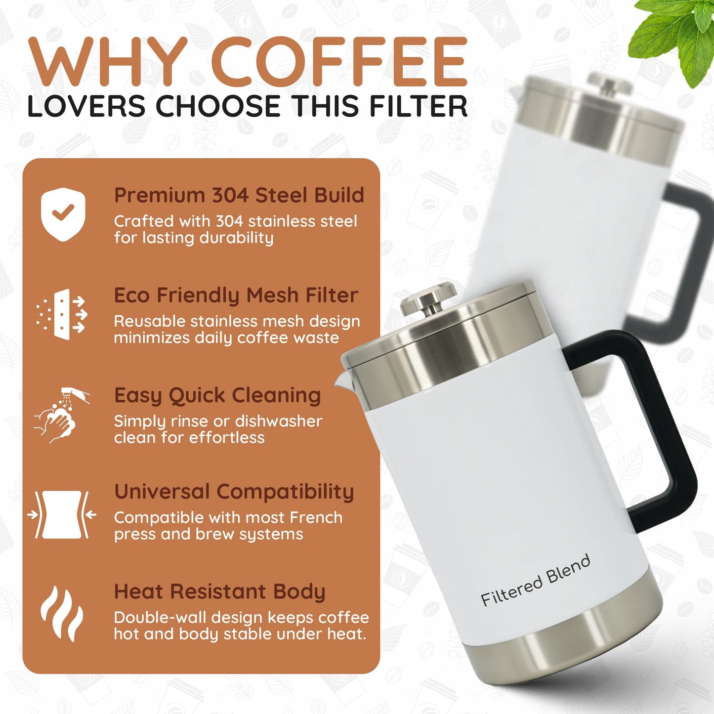 1.6L Stainless Steel French Press