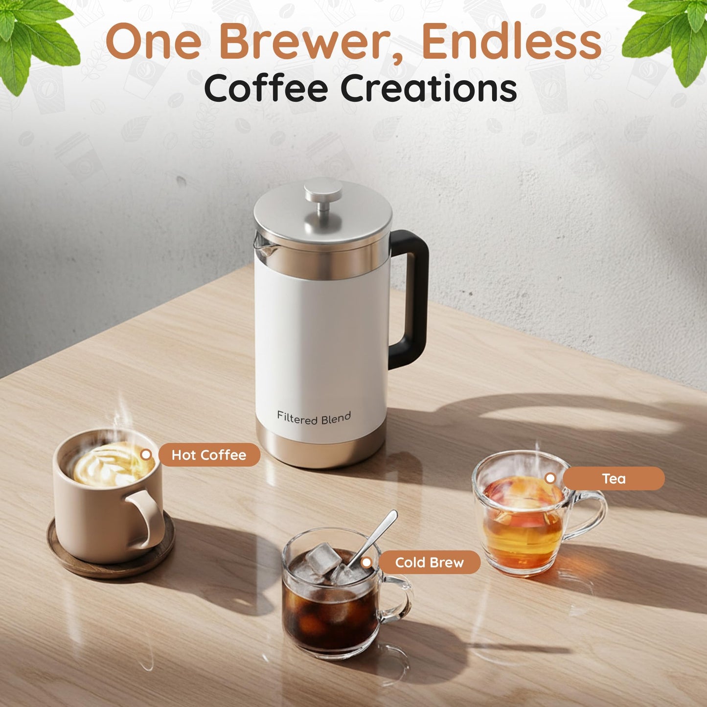 1.6L Stainless Steel French Press