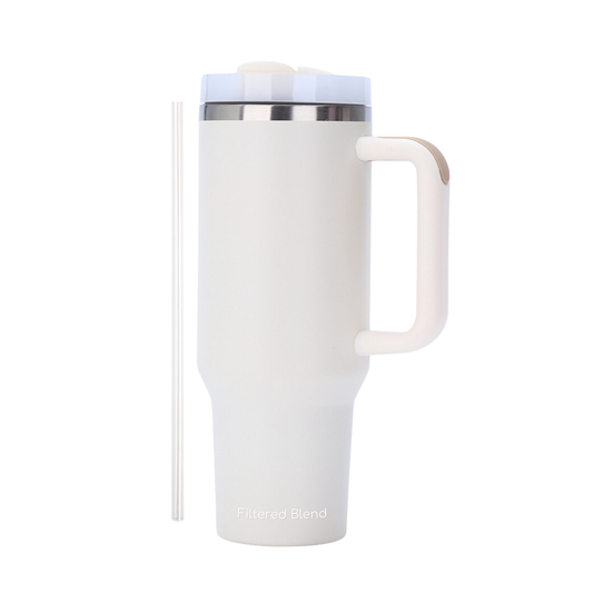 40 Oz Insulated Stainless Steel Travel Tumbler with Handgrip for Coffee, Tea, and Smoothies