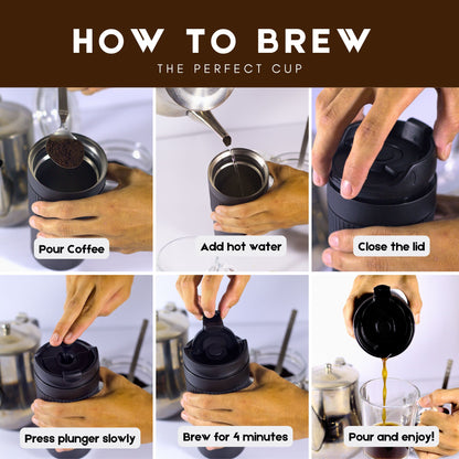 15 Oz Double Wall Stainless Steel Insulated French Press Coffee and Tea Maker