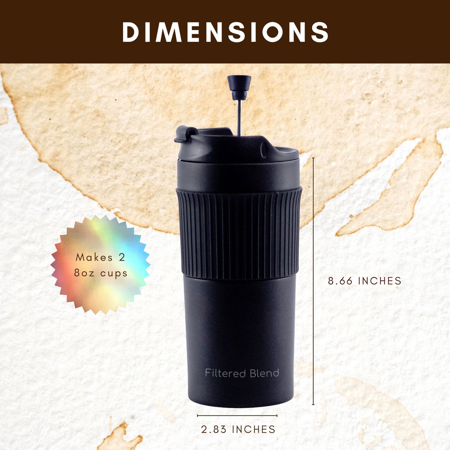 15 Oz Double Wall Stainless Steel Insulated French Press Coffee and Tea Maker