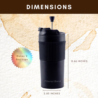 15 Oz Double Wall Stainless Steel Insulated French Press Coffee and Tea Maker