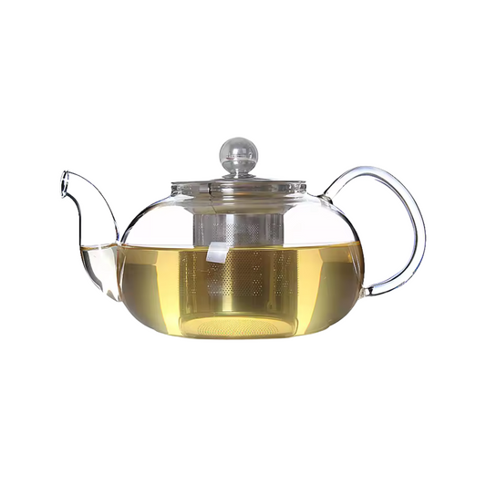 20 Oz (600 Ml) Clear Borosilicate Glass Stovetop Tea Pot Set with Infuser